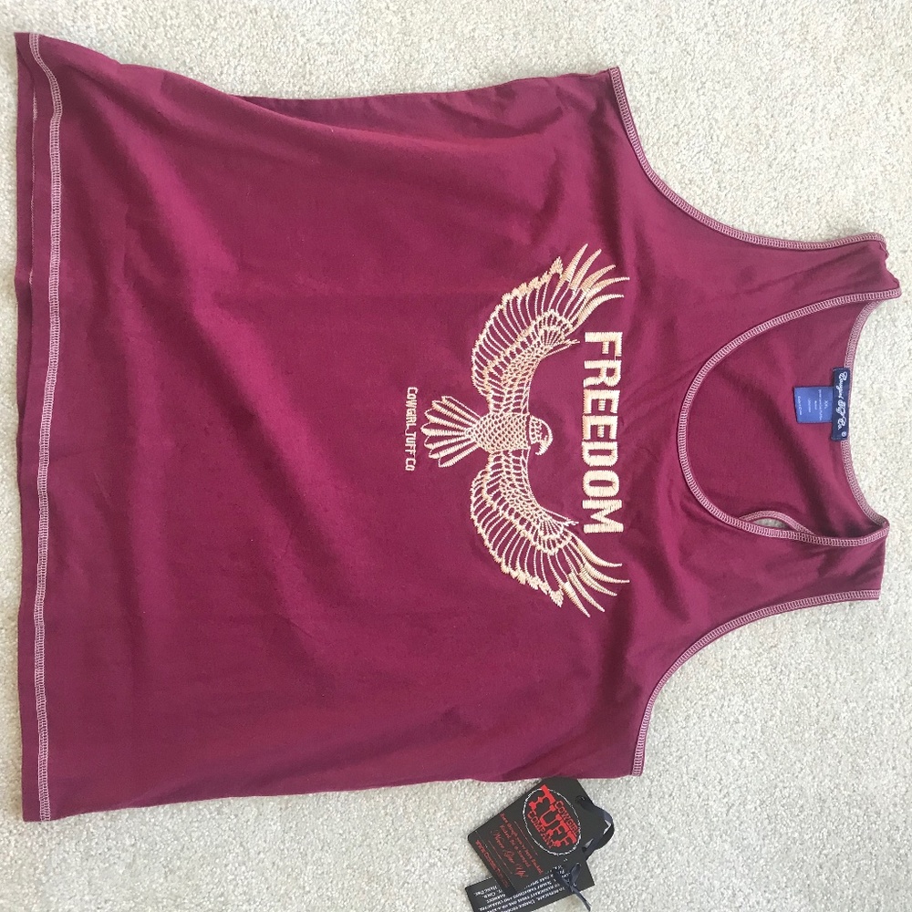NWT Cowgirl Tuff XXL embroidered freedom tank top racer back